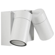 Lampada da parete per esterni in alluminio bianco con 2 faretti, illuminazione da esterno moderna