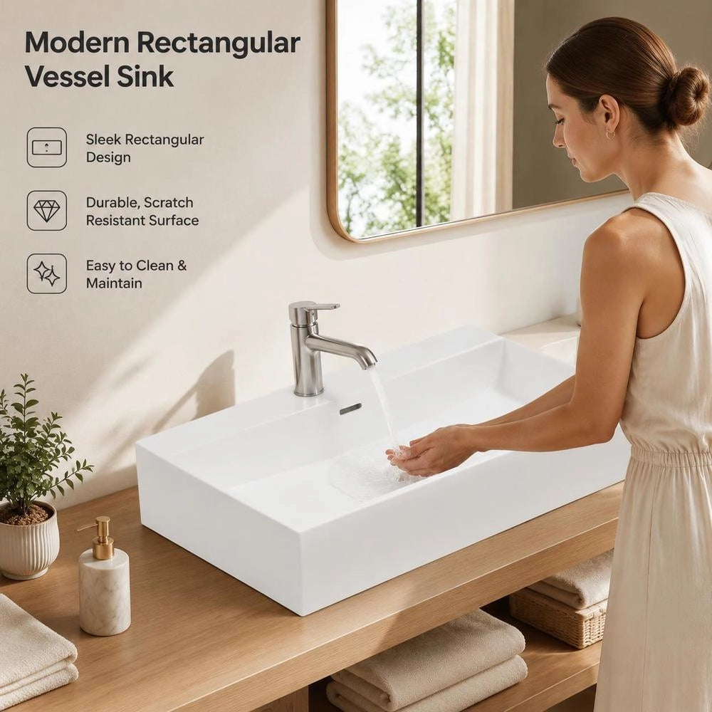 Washbasin With Tap Hole, Ceramic, White, 76x42.5x14.5 Cm