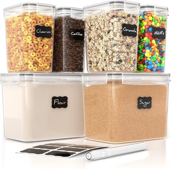 Set di 6 contenitori di conservazione per farina, zucchero e cereali - Organizzazione e conservazione essenziale della cucina