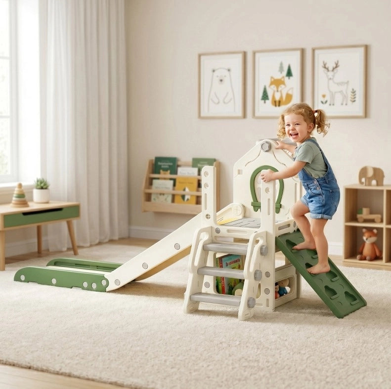 Scivolo pieghevole 4 in 1 per bambini in HDPE color crema