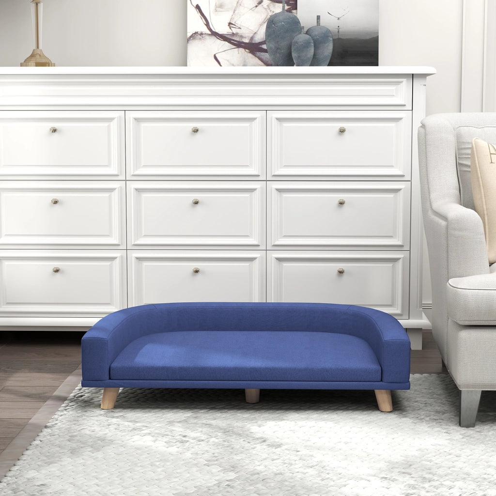 Letto per Cani ¨C zephmum ¨C Legno di Eucalipto, Blu, 98x67x25 cm