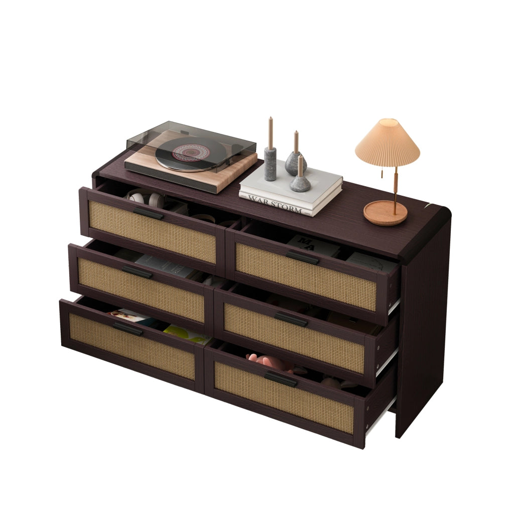 Cassettiera angolare 130 cm con 6 cassetti in rattan