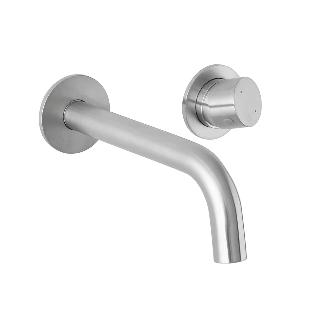 Miscelatore lavabo a muro satinato senza leva in acciaio inox Gemini