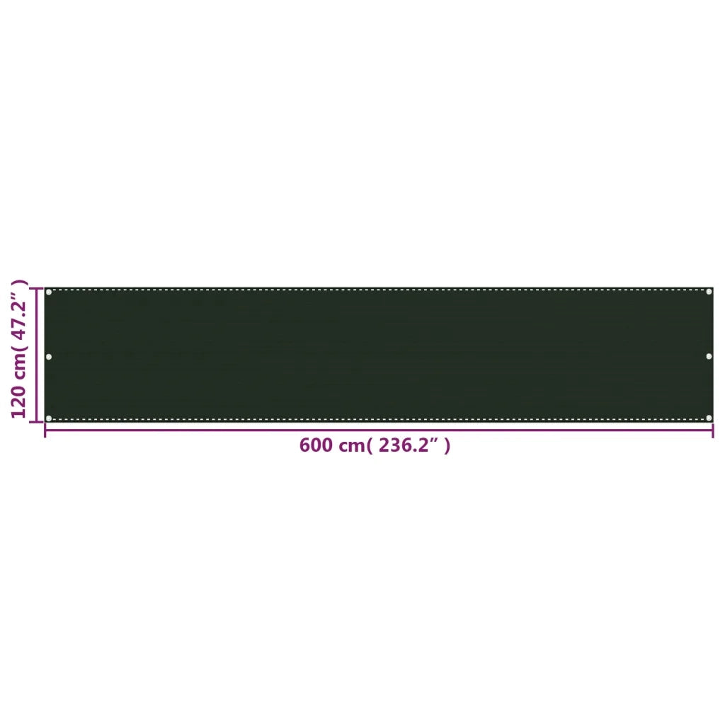 Schermo Frangivista per Balcone Verde Scuro 120x600 cm in HDPE