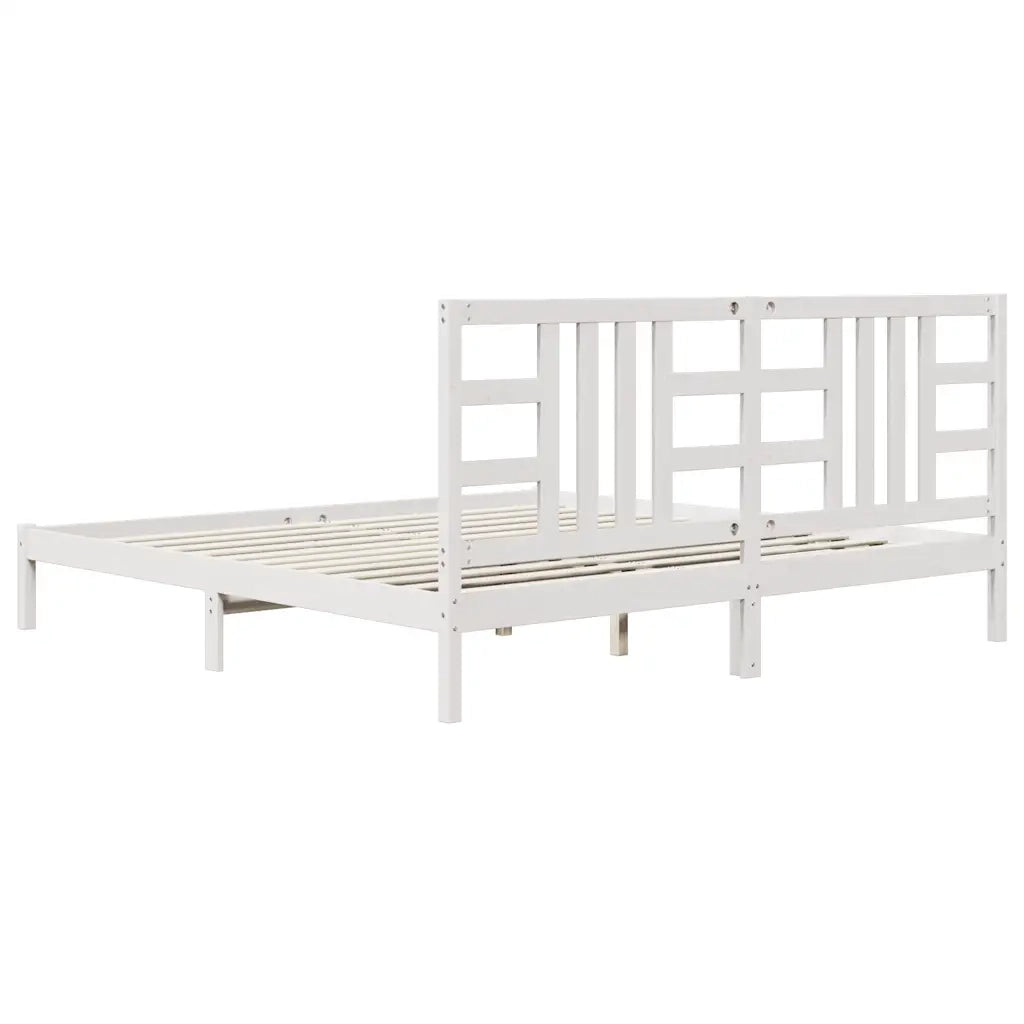 Giroletto-Struttura Letto Bianco in Legno Massello 200x200 cm 223221