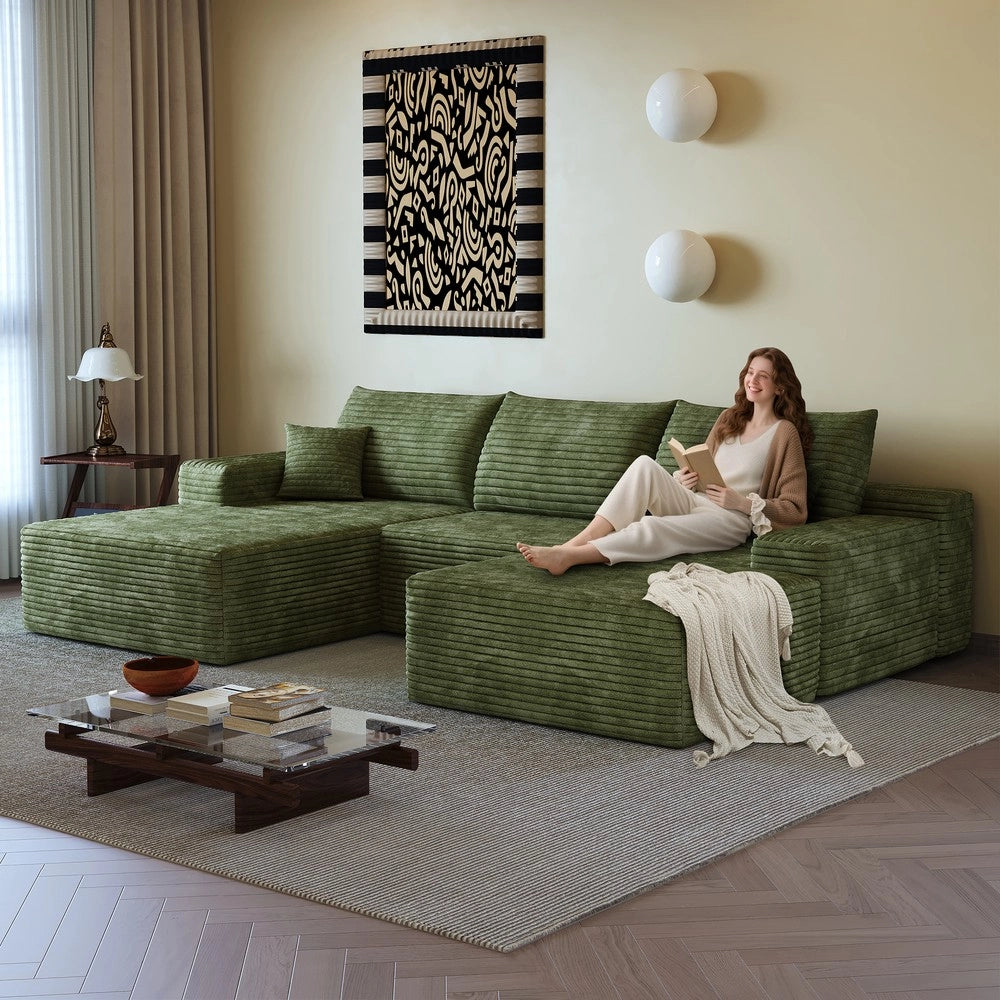 Divano angolare Chaise Longue ¨C Minimal ¨C Verde, 270cm, senza montaggio