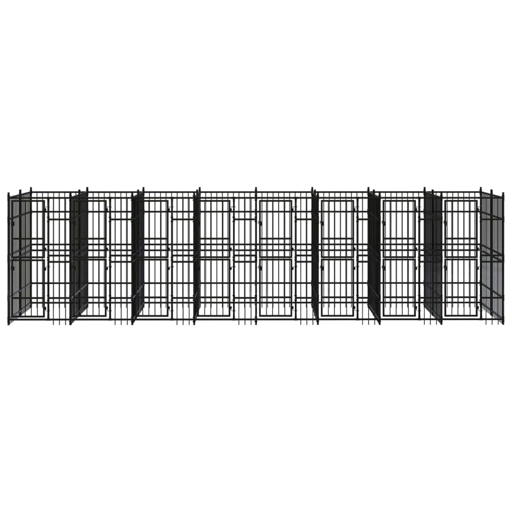 Cuccia/gabbia/recinto/zaino per cani da esterno acciaio 14,75 m² nero 02_0041792