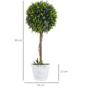 Set 2 Piante Finte di Lavanda 60 cm con Vaso e Muschio Artificiale per Interni ed Esterni