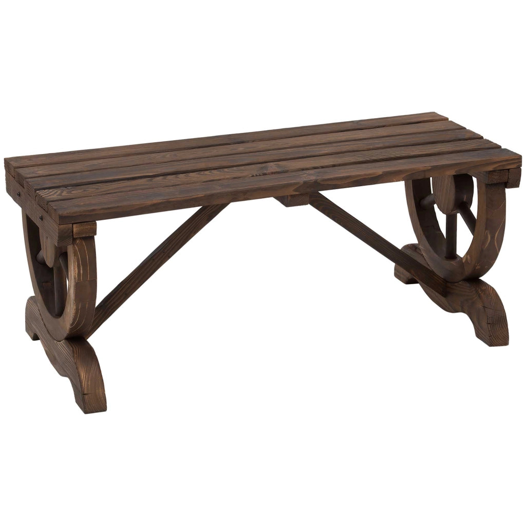 Panchina da giardino in legno 98 x 50 x 39,5 cm, stile rustico, per 2 persone