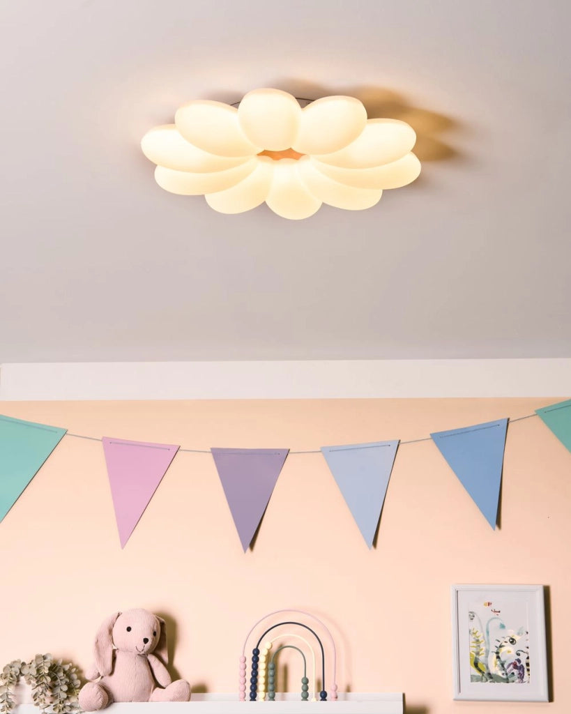 Lampada da soffitto Forma di fiore con paralume acrilico bianco per la stanza dei bambini Luce di design Illuminazione d'accento
