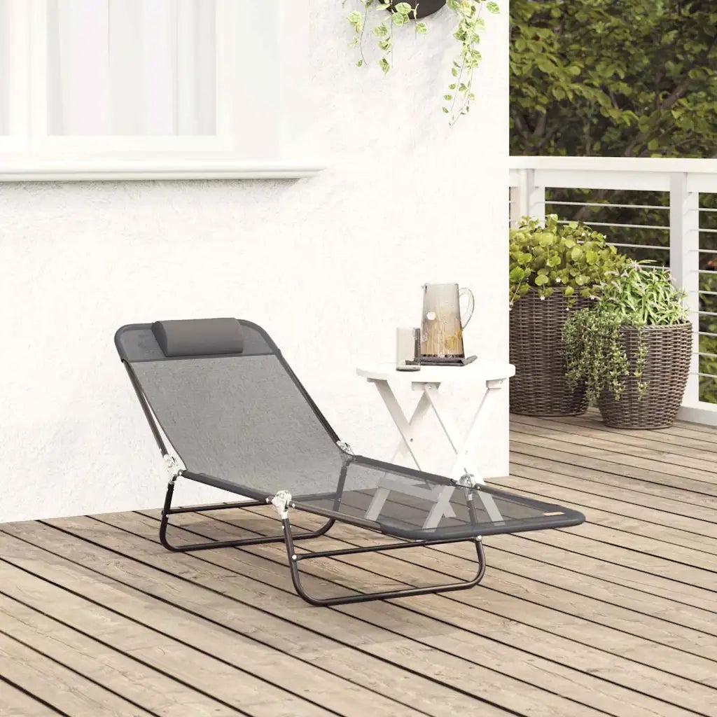 Lettino Prendisole | Sdraio da giardino | Lettino da sole pieghevole Grigio 182 x 55 x 85,5 cm