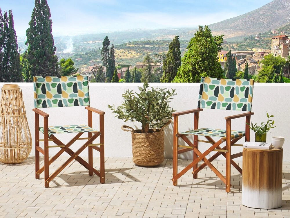 Set di 2 Teli Sostitutivi in tessuto con Motivo geometrico multicolore per Sedie imbracatura schienale e sedile