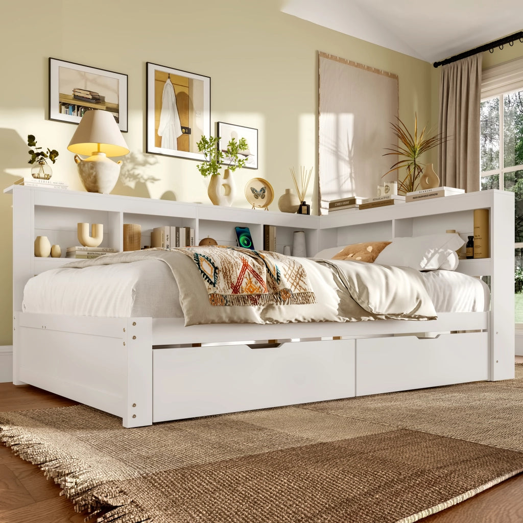 Letto divano con funzione letto a scomparsa in MDF e pino 140x200 cm