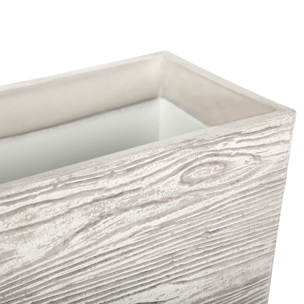 Vaso per piante in fibra di argilla bianca 15 x 42 x 13 cm per esterni interni per tutte le stagioni