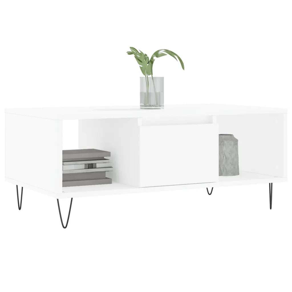 Tavolino da salotto | Tavolino da caff¨¨ | Tavolino da Soggiorno Bianco 90x50x36,5 cm in Legno Multistrato