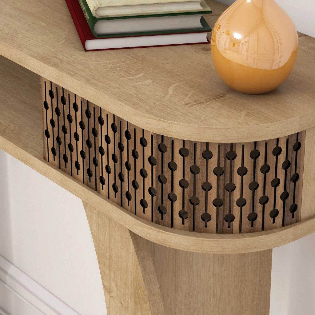 Gazzuolo, Mobile da Ingresso Specchio Incluso, 105x30x85h cm Marrone Rovere