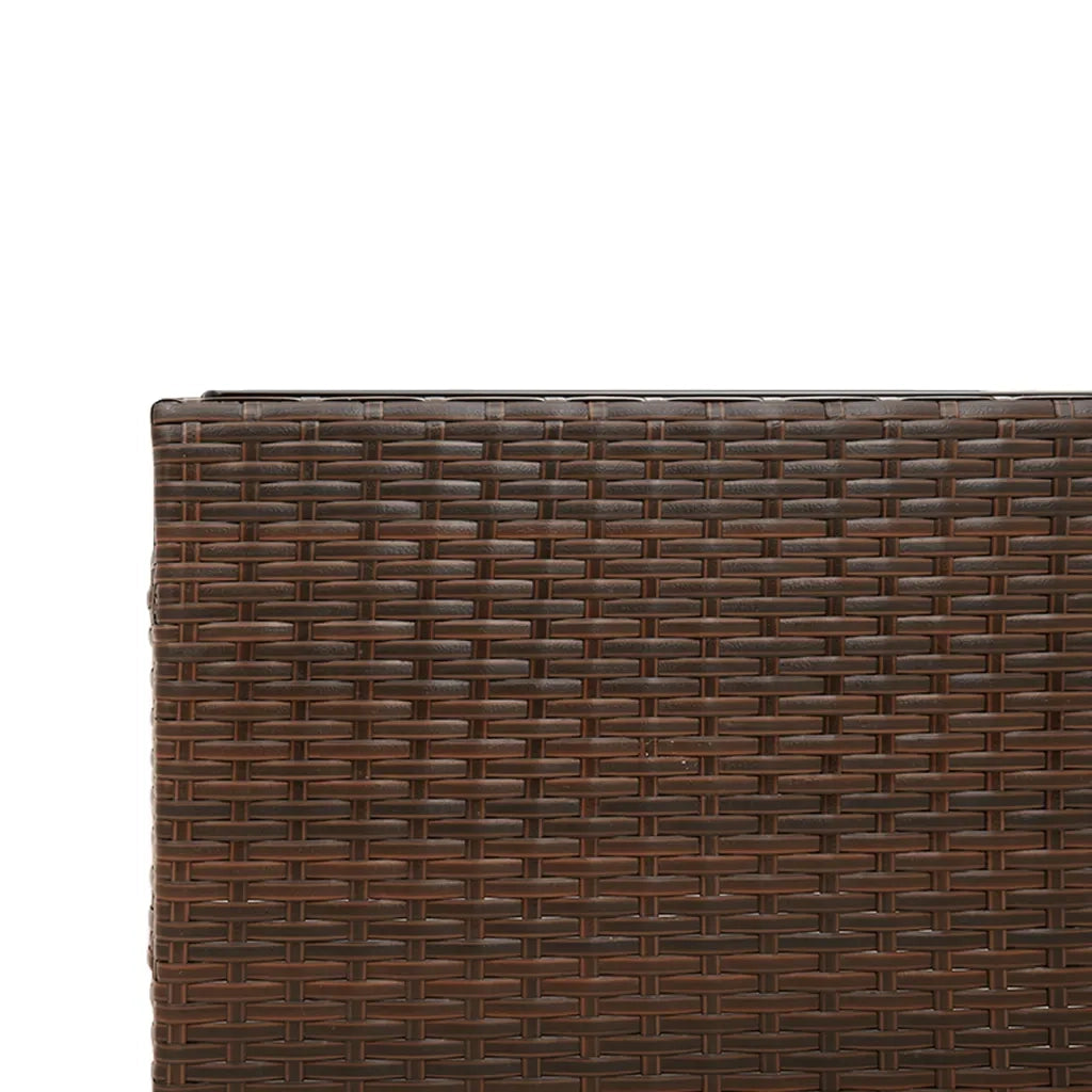 Divano da Giardino con Tavolo e Cuscini a L Marrone Polyrattan 369040