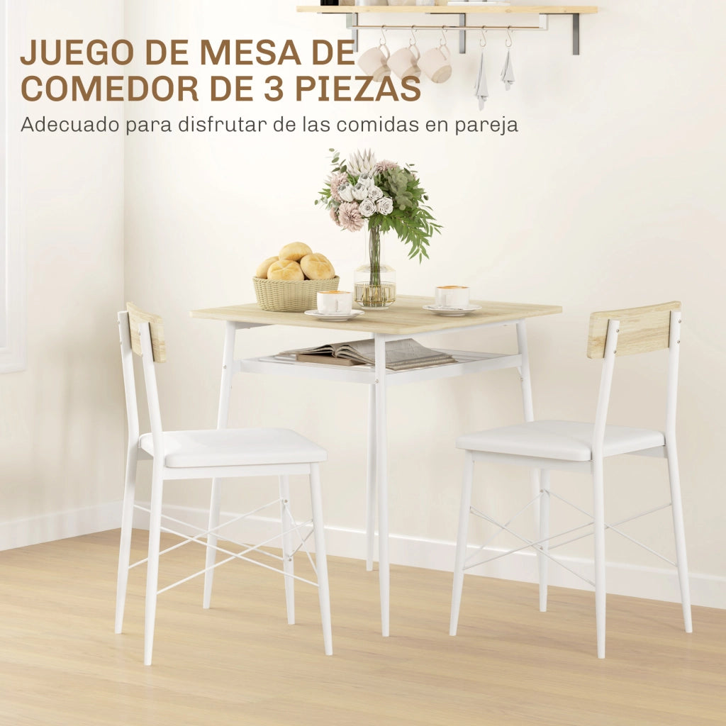 Tavolo da pranzo allungabile con sedie ¨C zephmum ¨C bianco, acciaio e rovere