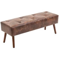 Panca Fondoletto e da Ingresso Imbottita con Rivestimento in PU, 114x38x42cm, Marrone