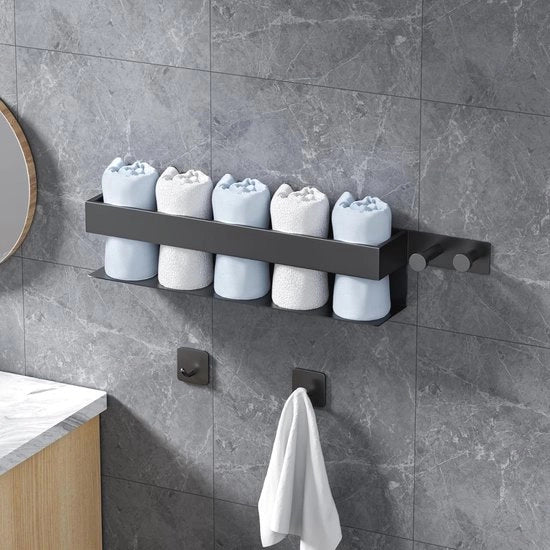 Supporto per asciugamani senza perforazione - Stanghe in acciaio inossidabile con 2 ganci per bagno e cucina