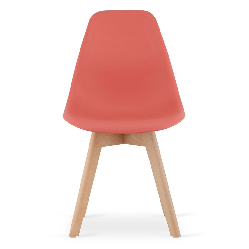 Set di 3 Sedie Kito in Corallo con Gambe in Legno di Faggio