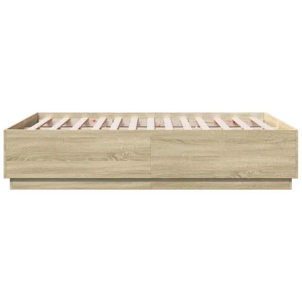 Giroletto Luci LED-Struttura Letto con LED Rovere Sonoma 120x190 cm Legno Multistrato 876175