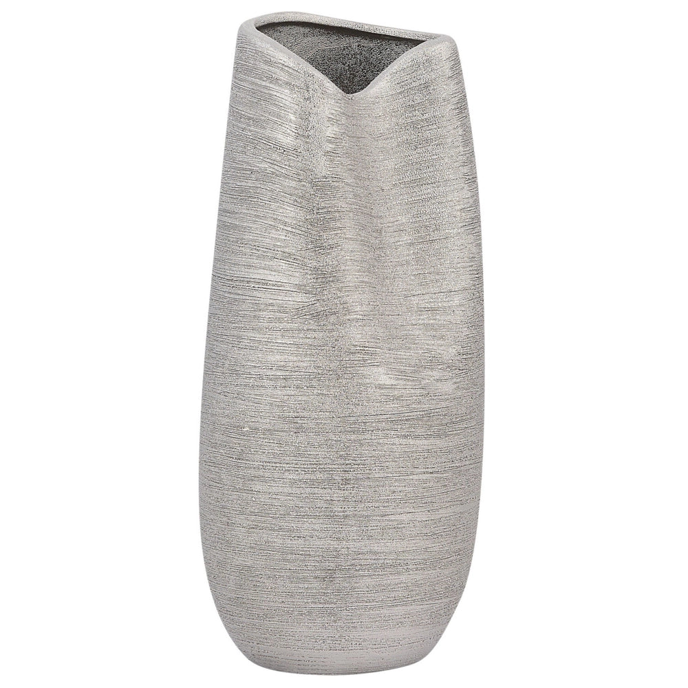 Vaso da Tavolo Decorativo Argento gres porcellanato 32 cm Glam stile moderno