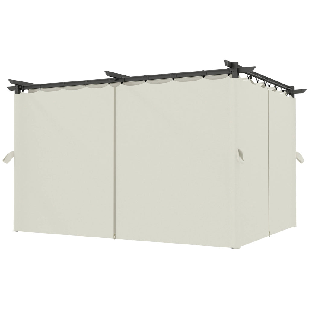 Pergola da giardino esterno ¨C zephmum ¨C 3x4m crema, tetto retrattile, tende, UPF30+