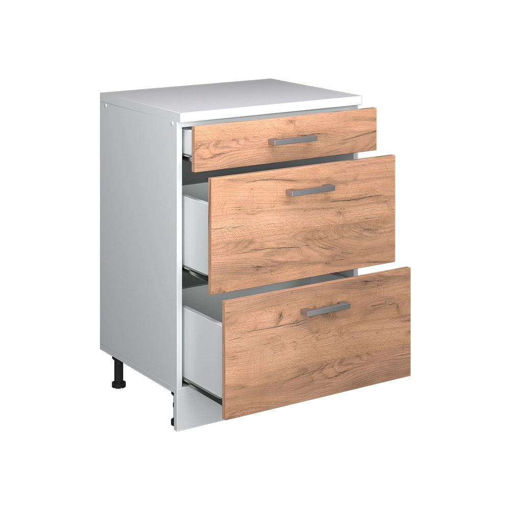 Mobile per mansarda Rion Rovere dorato/Bianco 60 x 83.8 cm senza inclinazione con 3 cassetti Vicco