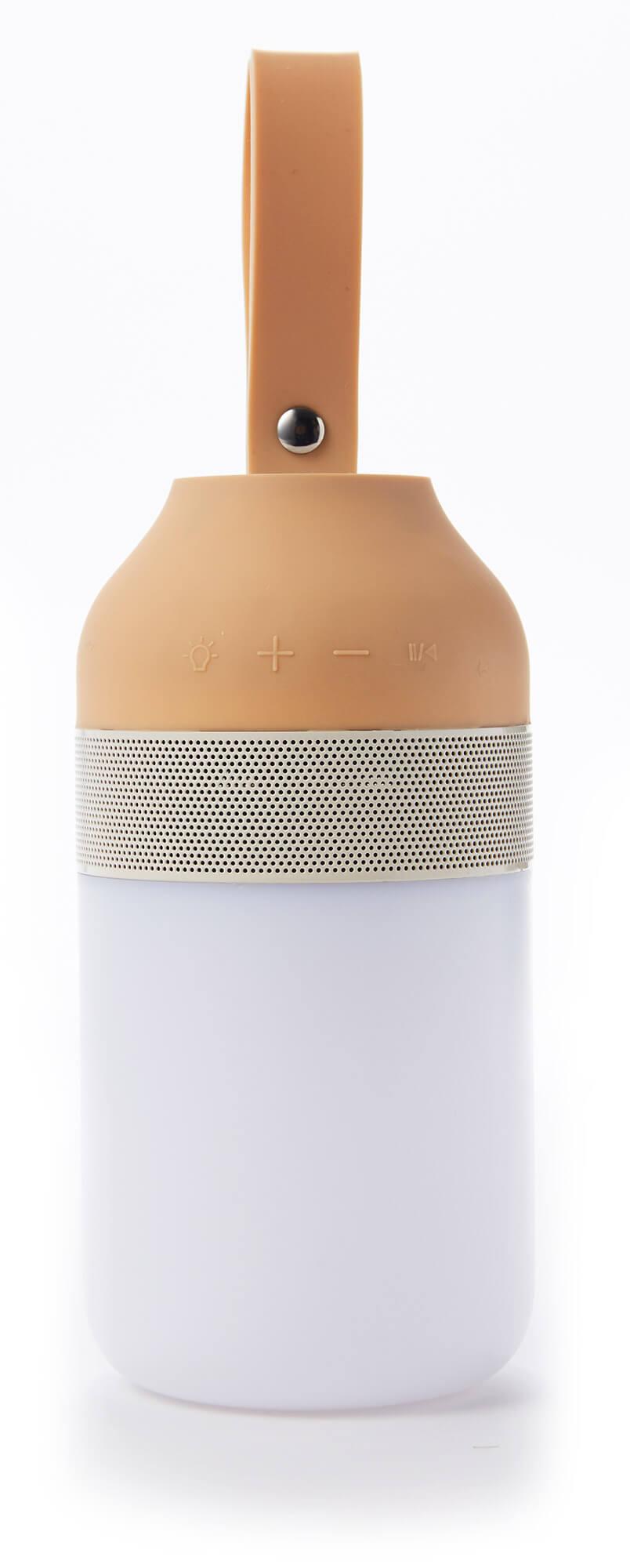 Altoparlante Bluetooth con Lampada LED 7,6x7,6x1,5 cm in Plastica Bianco Panna