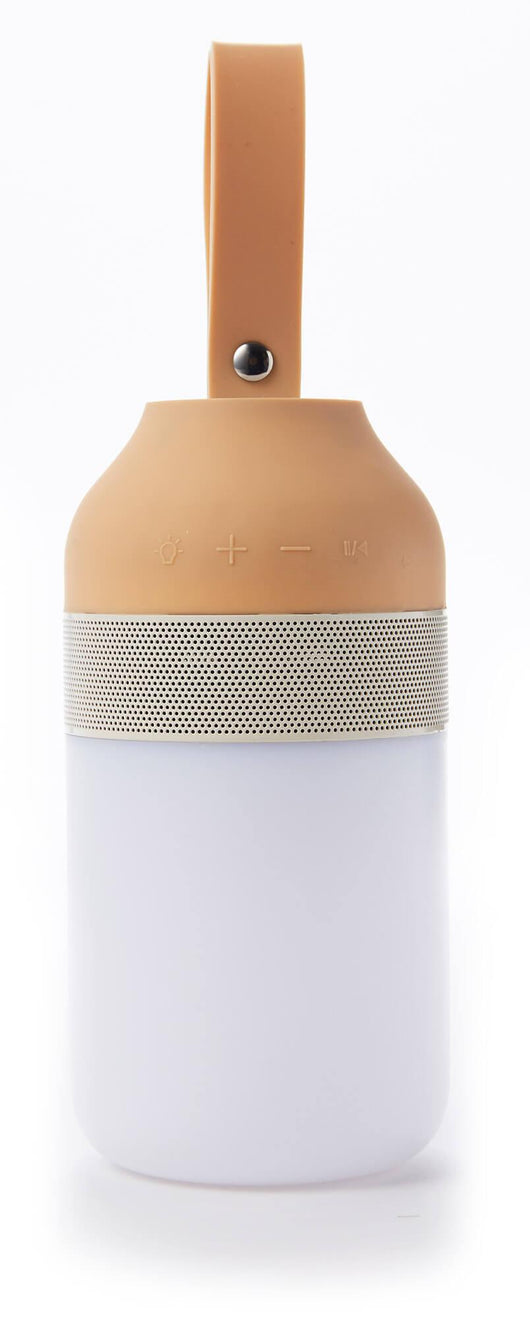Altoparlante Bluetooth con Lampada LED 7,6x7,6x1,5 cm in Plastica Bianco Panna