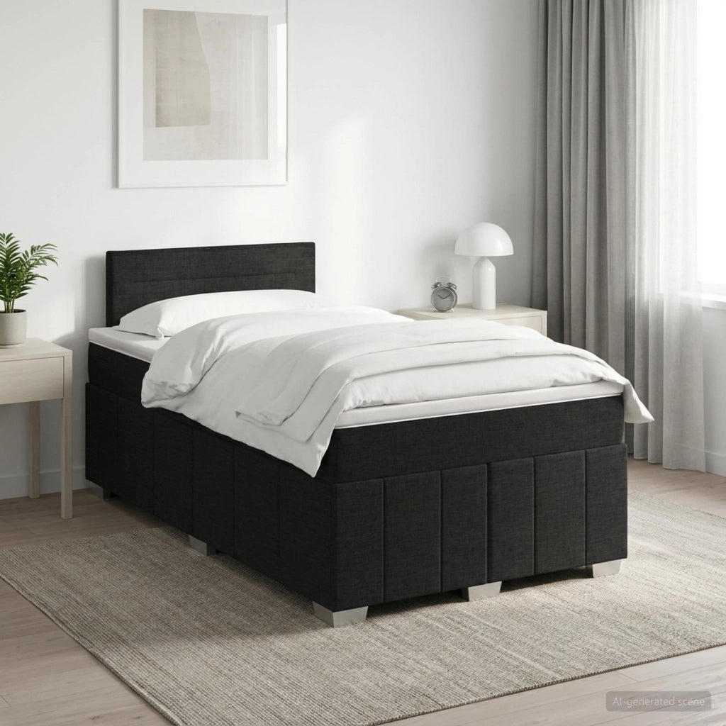 Letto box spring con materasso Nero 120 x 200 cm Tessuto 3451180