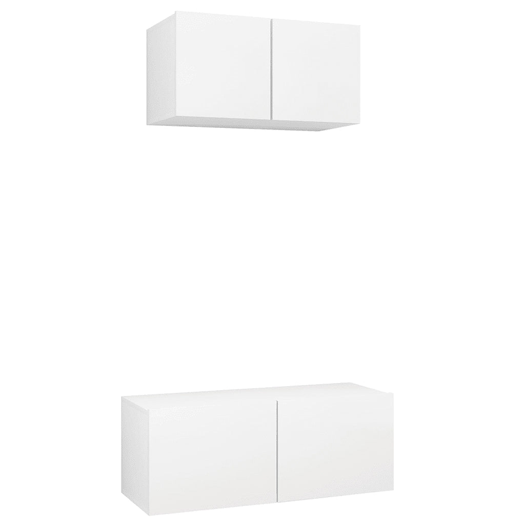 Set Mobili Porta TV 2 pz Bianco in Legno Multistrato 3078700