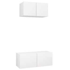 Set Mobili Porta TV 2 pz Bianco in Legno Multistrato 3078700