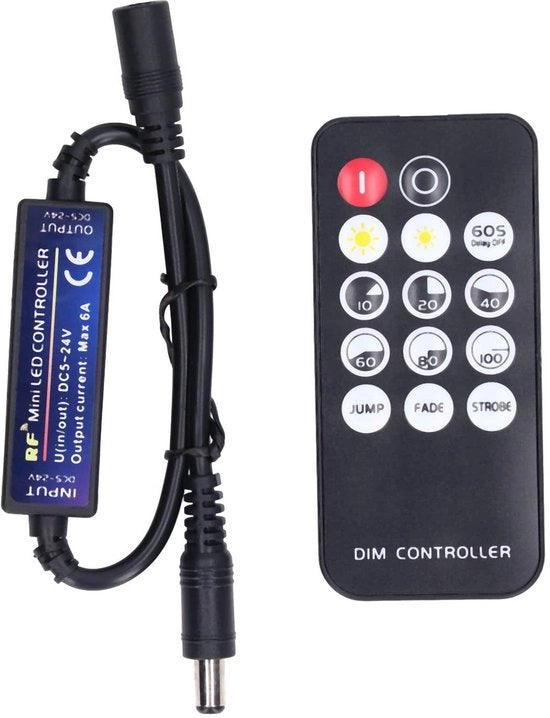 Mini Controller di Luminosità a RF a LED - Comando a Distanza - 20 metro di Raggio d'Azione - Per Uso Domestico - Ideale - Adatto per Diversi Tipi di Lampade