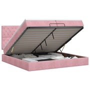 Letto ottomano con materasso Rosa 200 x 200 cm Velluto 3457676