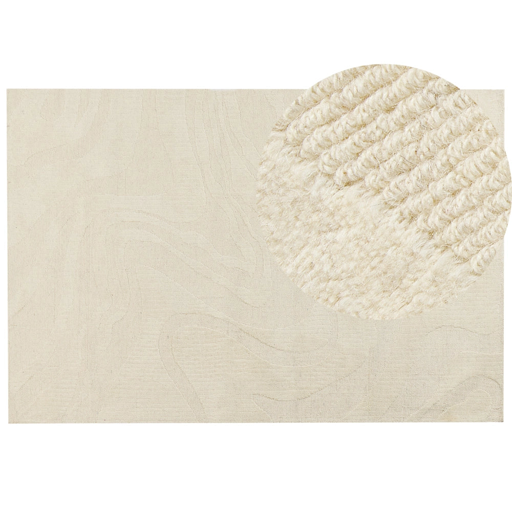 Tappeto in lana con motivi astratti a pelo basso beige 200 x 300 cm soggiorno camera da letto