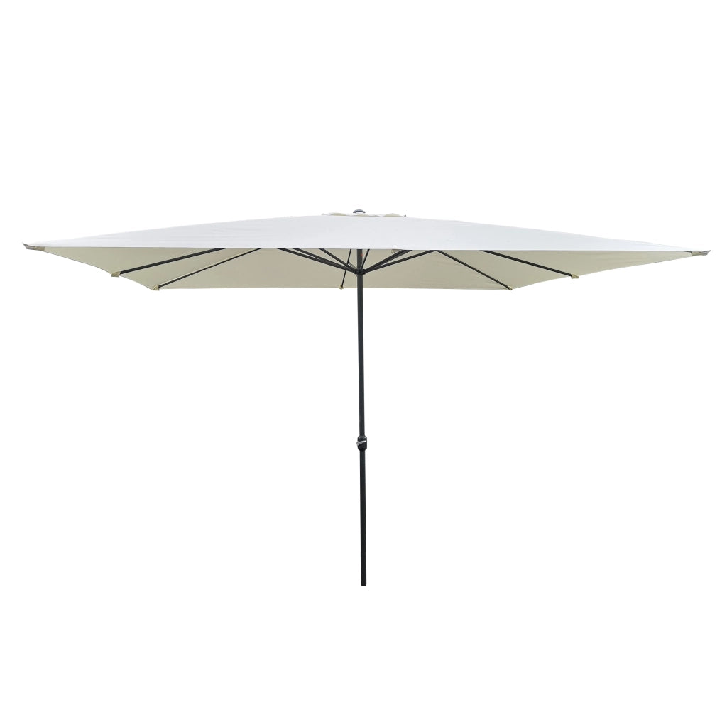 Ombrellone rettangolare da giardino Nira (400x300 cm), acciaio e poliestere, palo diam. 48 mm, apertura antivento con manovella, colore talpa