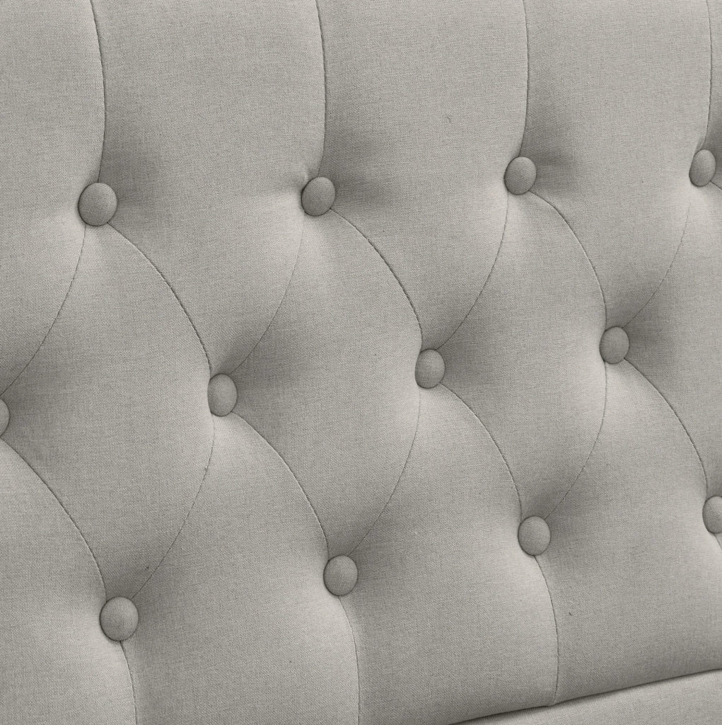Letto imbottito in cotone e lino con contenitore, 160 x 200 cm, grigio chiaro, senza materasso
