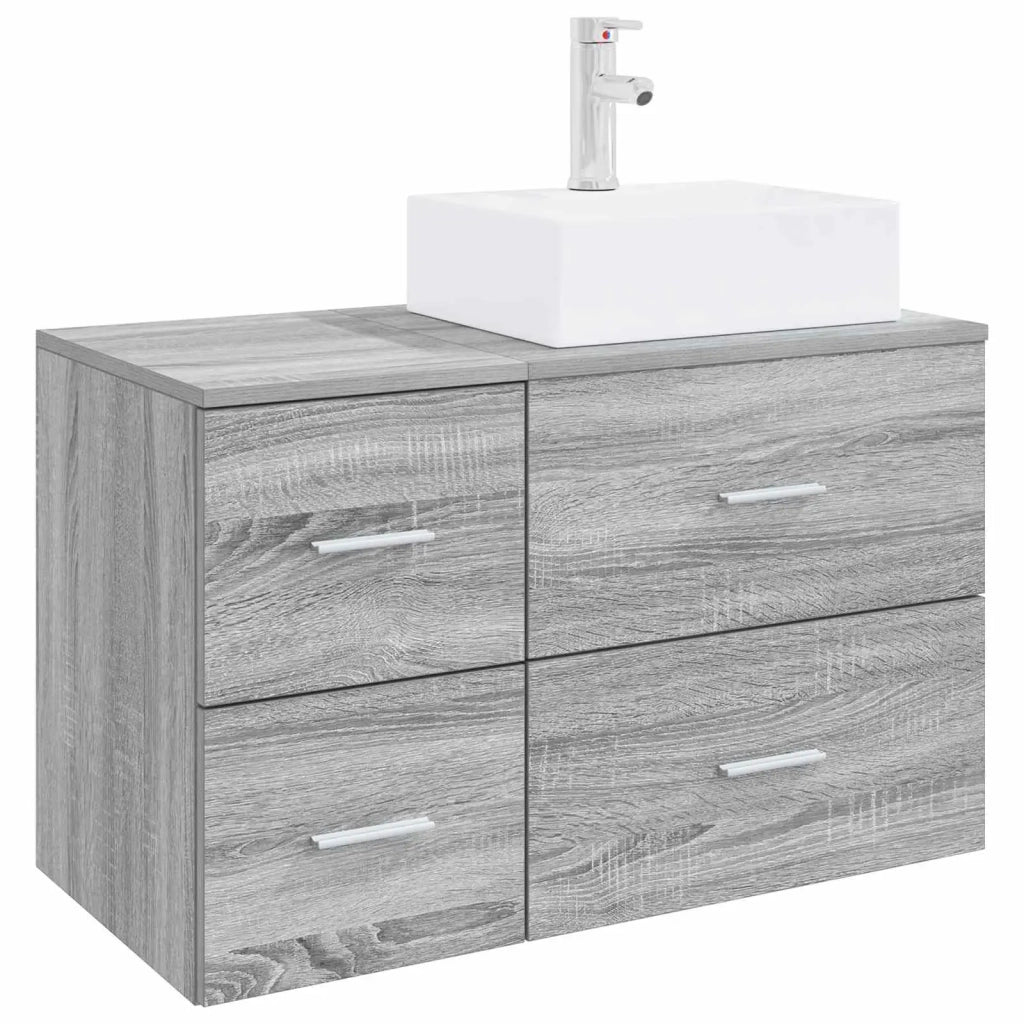 Set di mobili per il bagno 2 pz Sonoma grigio 3403973