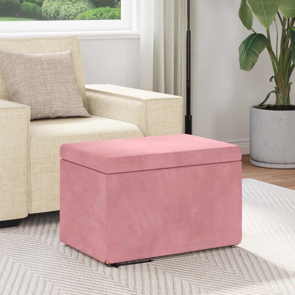 Pouf Rosa 61 x 41 x 40 cm Velluto e Legno Ingegnerizzato 876768
