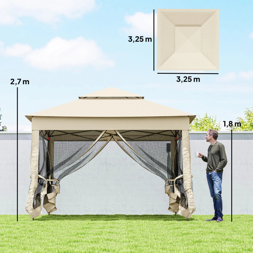 Tonnelle da giardino pieghevole 3x3m ¨C zephmum ¨C crema, metallo, poliestere