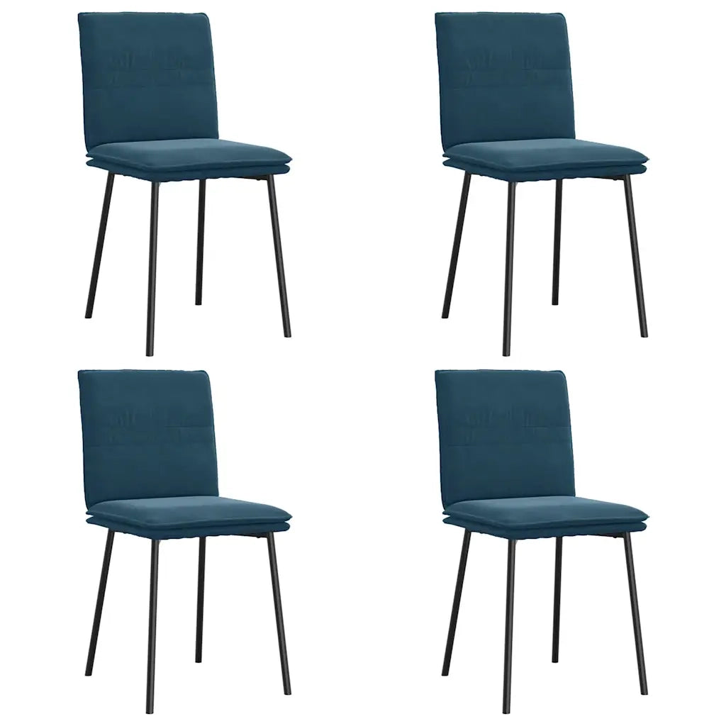 vidaXL Sedie da Pranzo 4 pz Blu in Velluto
