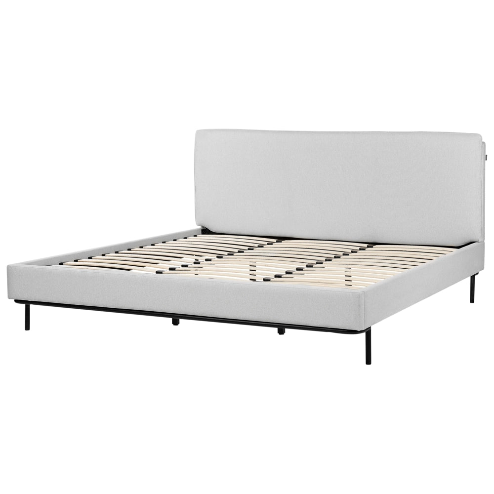 Letto a doghe Grigio Poliestere Tessuto Imbottito 180 x 200 cm EU Matrimoniale Design Moderno