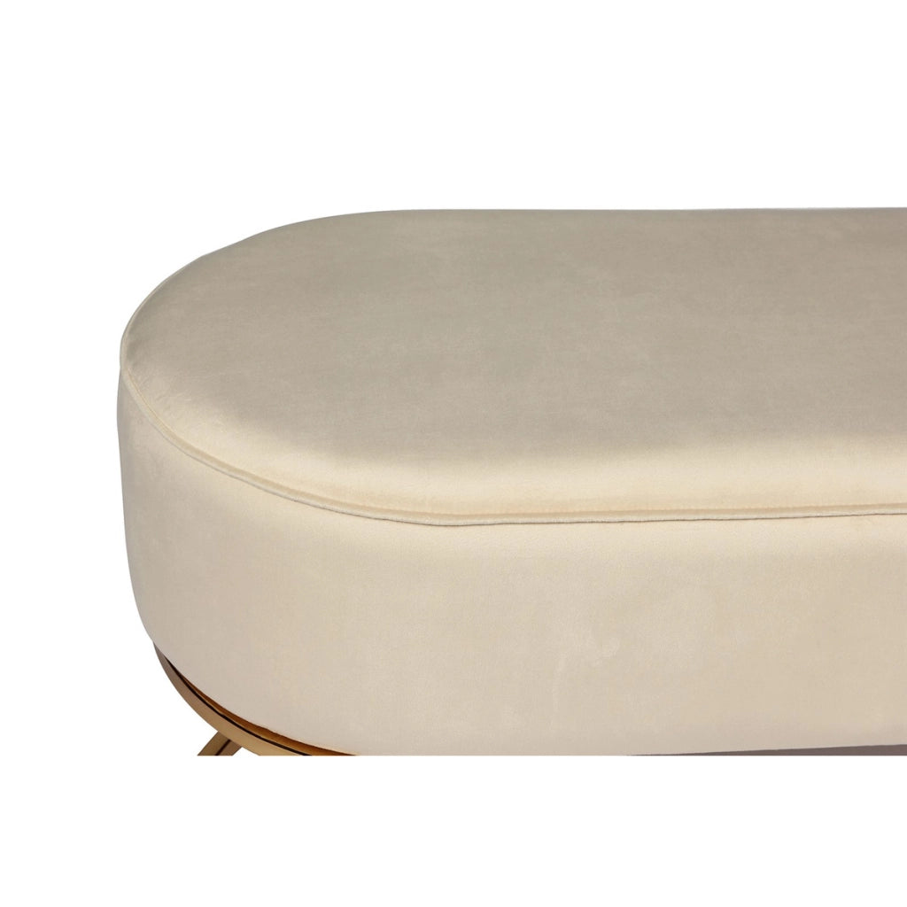 Panca Pera 200 in velluto crema e oro