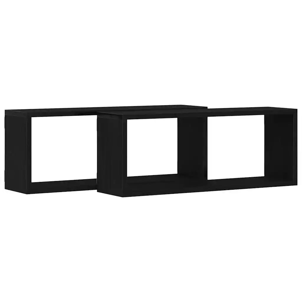 2 pz Scaffali da Parete | Mensola sospesa Rovere Nero 60 x 15 x 23 cm