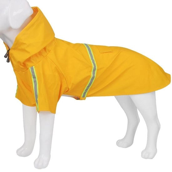Poncho per cani a forma di cappuccio riflettente per la pioggia - giallo