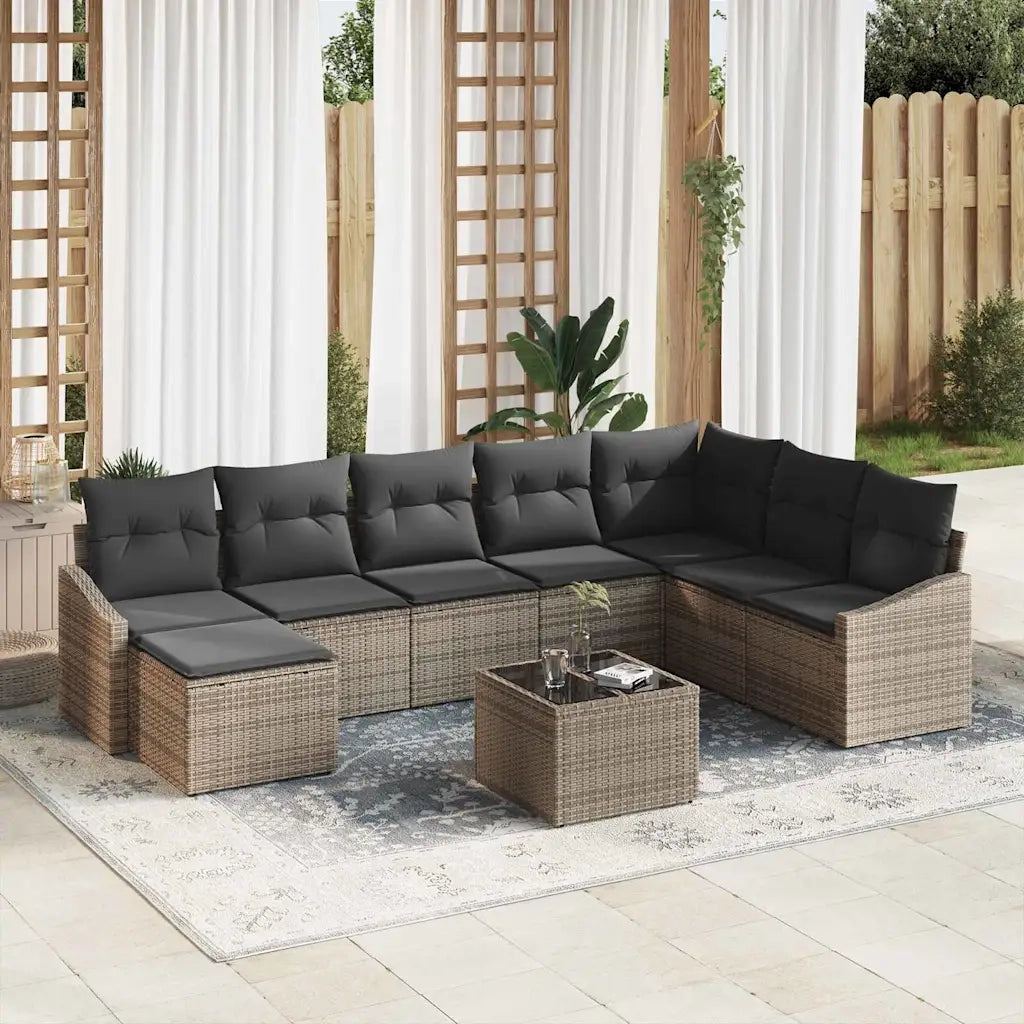 Set di divani con cuscino 9 pcs Grigio polyrattan 3346849