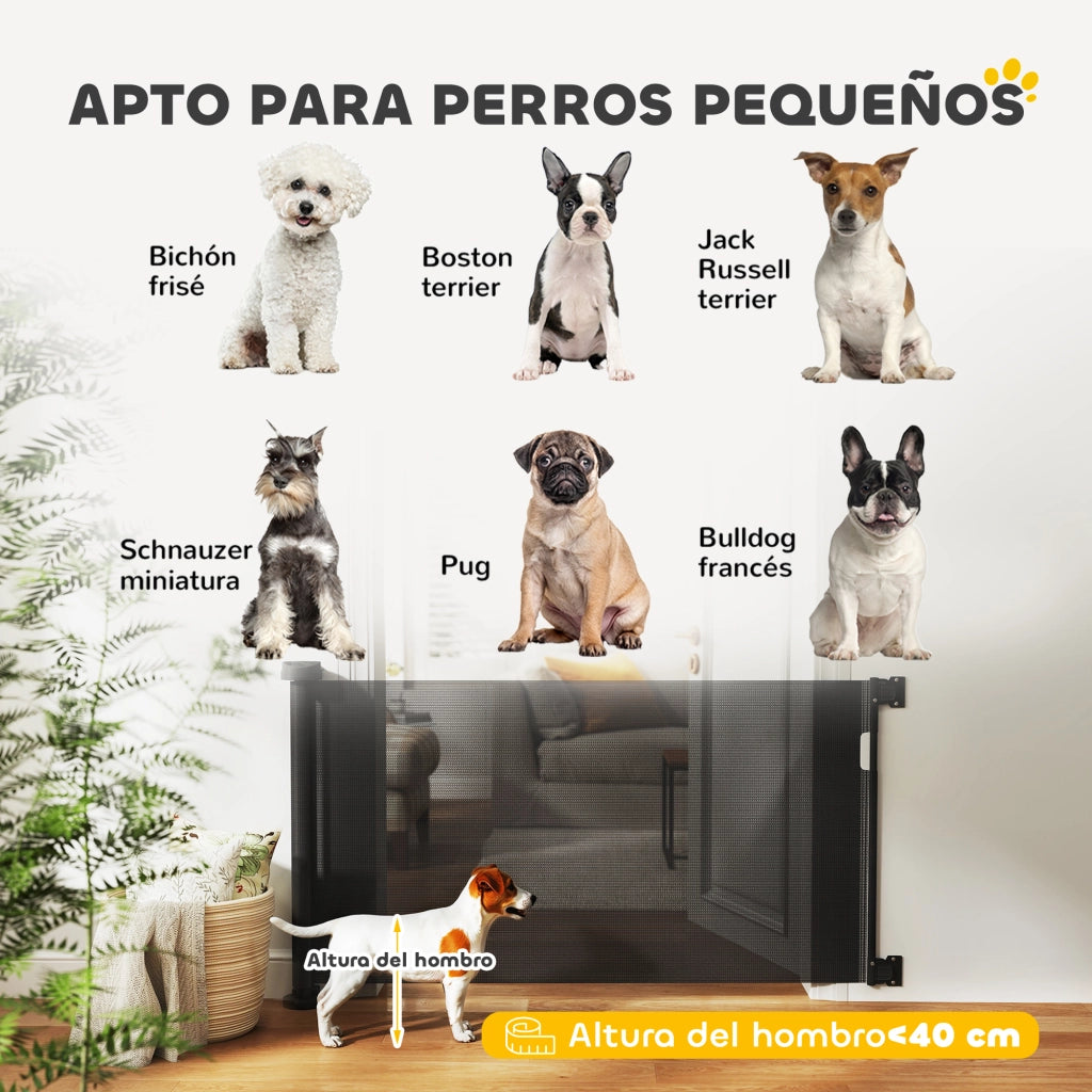 Barriera per Cani Retrattile con Chiusura a Interruttore per Porte Scale ¨C Zephmum ¨C 142x10x87 cm Nero