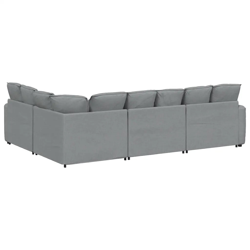 vidaXL Divano Modulare con Cuscini in Tessuto Grigio Chiaro